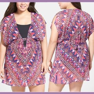 NWT Becca 'Cathedral' Tunic Dress Cover-Up Pink 1x